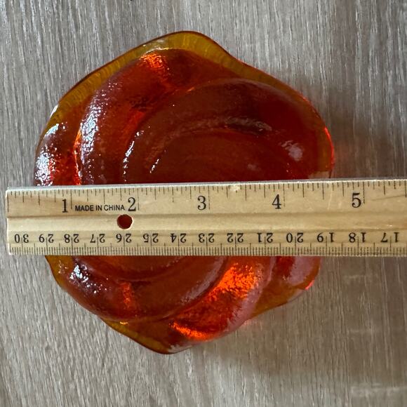 Vintage Amberina Glass Swirl Dish – Retro Orange Red - Picture 9 of 11
